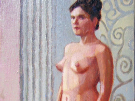 Duncan Hannah, "The Harem Girl," Oil on canvas, 12 x 6 inches, 2003