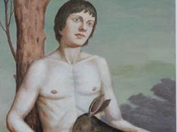 Paul Green, "Boy With Deer," Oil on canvas, 60 x 36 inches