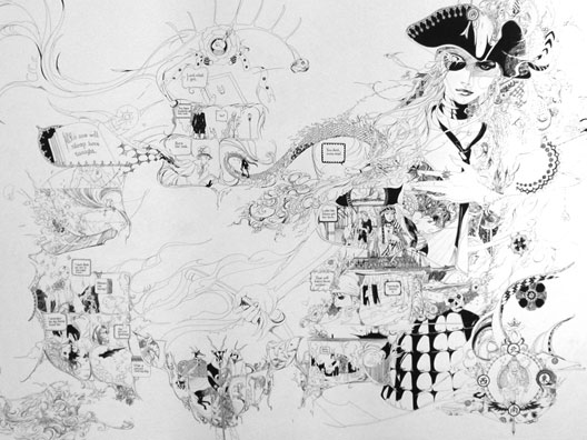 June Kim, "Jenny," ink on paper, 40 x 56 inches, 2005