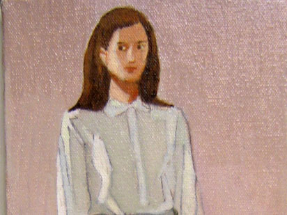 Duncan Hannah, "The Mournful Schoolgirl," Oil on canvas, 12 x 6 inches, 2004